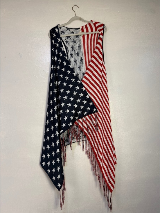 One World Jackets & Blazers - One World XL Knit Vest American Flag Pattern Sleeveless Cardigan